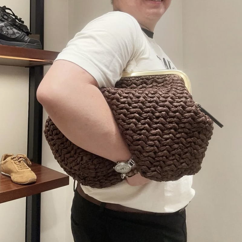 Hand-Woven Kisslock Frame Shou - Crochet Bag Raffia 评论和价格
