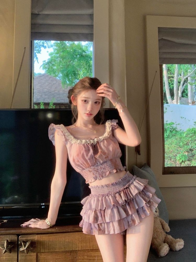 French Sweet Coquette Off Shou - Romper Floral Print 评论和价格