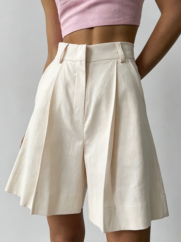 Casual Linen Wide Leg Shorts L - Linen Pant Wide 评论和价格